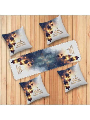 Allians Ramazan Temalı Fenerli Runner ve Kırlent Kılıfı Seti, Şık ve Dekoratif Ürün