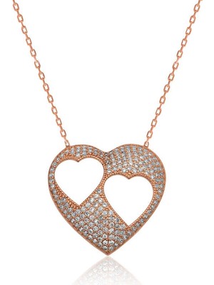 Bazarhane Gümüş Kalpli Bayan Kolye