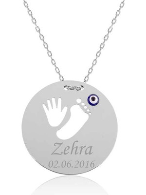 Bazarhane Gümüş El Ayak Izi Isimli Anne Kolyesi