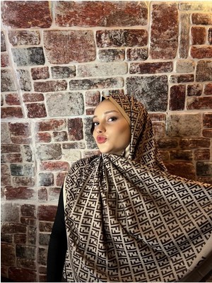 Derosa F Desen Çift Taraflı Jakar Şal- Kahverengi