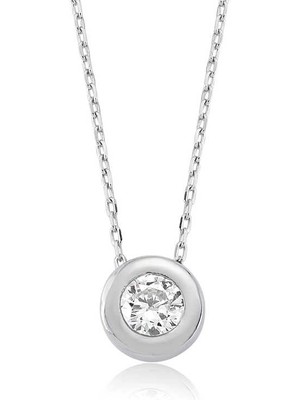 Bazarhane Gümüş Tek Taşlı Bayan Kolye