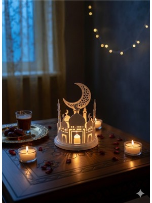 Allians Ramazan Temalı LED Mum Fener Seti, Dekoratif Işık, Pilli, Şık ve Sıcak Atmosfer