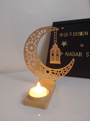 Allians Ramazan Dekoratif Mumluk, Ay Yıldız ve Cami Desenli LED Şamdan