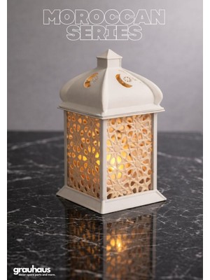 Allians Islami Desenli Dekoratif Fener, Şık Masa ve Ev Ofis Aksesuarı