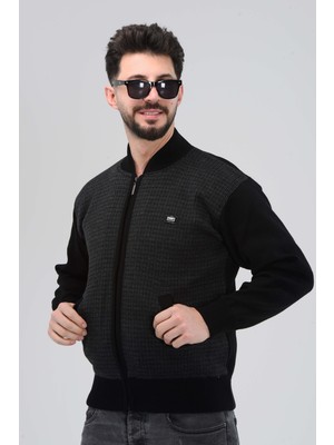 Erkek Baba ve Orta Yaş Triko Örgü Içi Astarlı Desenli Akrilik Fermuarlı Kışlık Baba Hırka