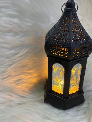 Allians LED Işıklı Dekoratif Asılabilir Fener, Ramazan Süslemesi, Kandil Mumlu