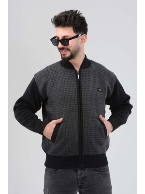 Erkek Baba ve Orta Yaş Triko Örgü Içi Astarlı Desenli Akrilik Fermuarlı Kışlık Baba Hırka