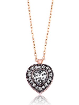 Bazarhane Gümüş Kalpli Bayan Kolye