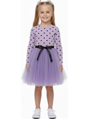 Baglan Kız Çocuk Puantiyeli Tütülü Elbise BGL-ST05204