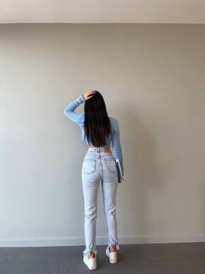 Aida Fashion Paça Puskullu Mom Jeans