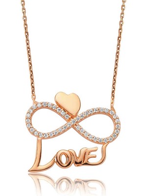 Bazarhane Gümüş Kalpli Sonsuzluk Love Bayan Kolye