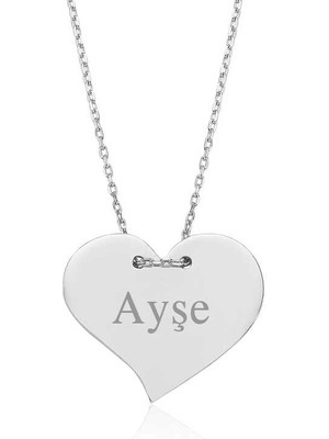 Bazarhane Gümüş Isimli Kalp Bayan Kolye