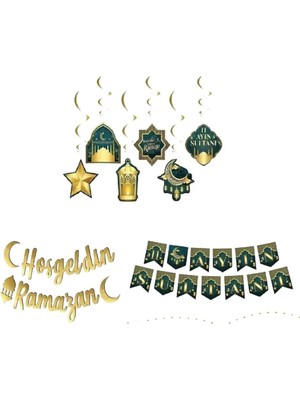 Allians Ramazan Temalı 6'lı Tavan Süsü ve Hoşgeldin Ramazan Yazı Seti
