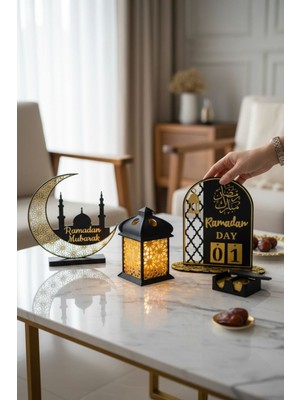 Allians Ramazan Dekorasyon Seti 3’lü, Fener, Ay Yıldız, Gün Sayacı, Masaüstü Süs