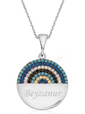 Bazarhane Gümüş Mavi Taşlı Isimli Bayan Kolye