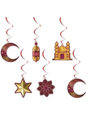 Allians Ramazan Asma Tavan Süsü 6'lı Bordo, Şık ve Dekoratif Aydınlatma Seti