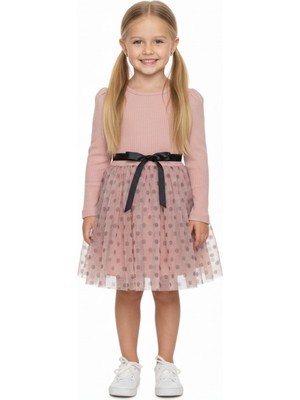 Baglan Kız Çocuk Puantiyeli Tütülü Elbise BGL-ST05204