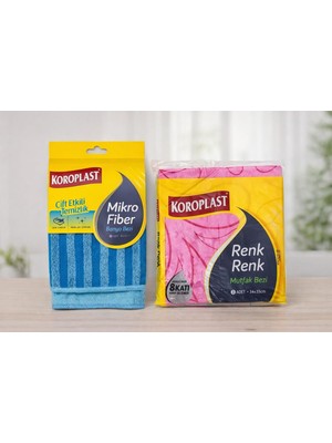 Koroplast Bez 2 ' Li Set ( Renk Renk 5 ' Li Mutfak Bezi + Mikro Fiber Banyo Bezi 2 ' Li