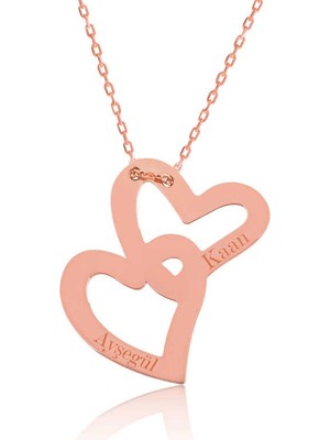 Bazarhane Gümüş Rose Birleşmiş Kalpler Isimli Bayan Kolye