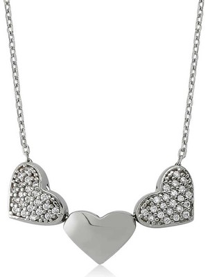 Bazarhane Gümüş 3 Kalpli Bayan Kolye