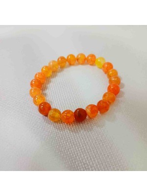 Shine Elagance Turuncu Dogaltaş Portakal Akik Yuvarlak Kesim Kadın Bileklik Sevgililer Günü Hediyesi