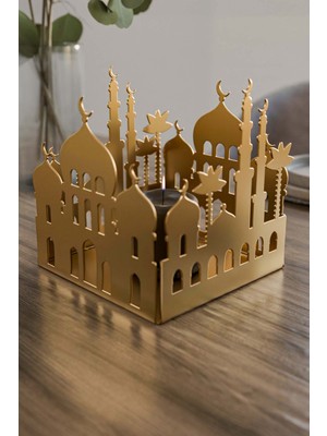 Allians Ramazan Mescit Motifli Kare Metal Mumluk, Şık Sofra Dekoru