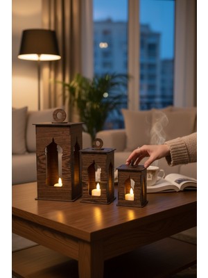 Allians Şık Ramazan Feneri, LED Mumlu Dekoratif Hediye, 10X15 cm