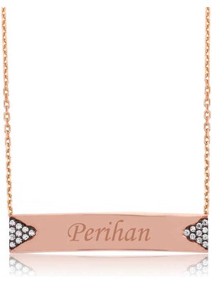 Bazarhane Gümüş Isimlik Plaka Bayan Kolye