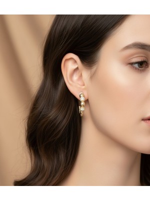 Hoolya Design Xuping Özel Seri Zirkon Taşlı Topçuklu Çelik Küpe