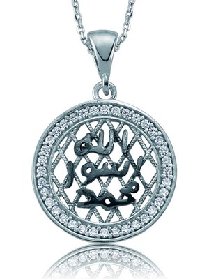 Bazarhane Gümüş Taşlı Mühr-Ü Şerif Bayan Kolye