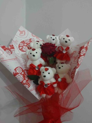 Meydan Özel Tasarım Ayıcıklı & Güllü Hediye Buketi - Hiç Solmaz!