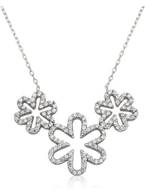 Bazarhane Gümüş Üçlü Papatya Bayan Kolye