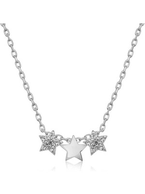 Bazarhane Gümüş Üç Yıldız Kolye
