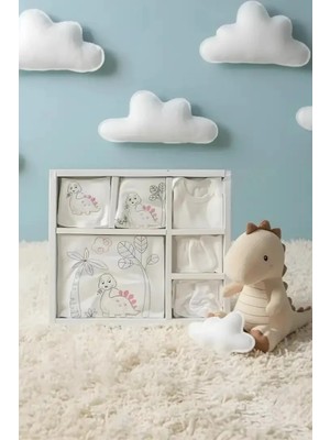 Pembe Kız Dinazor Desenli 10 Parça Tam Set | Bebek Hastane Çıkış Eksiksiz | Minik Dünya