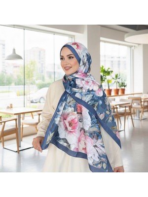 Revam Collection Desenli Pamuk Soft Şal Ilham Serisi Lacivert Pembe