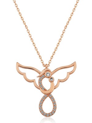 Bazarhane Gümüş Rose Melek Anne ve Çocuk Bayan Kolye