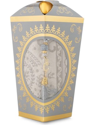 Allians Ramazan Feneri Tesbih ve Seccade Hediye Seti, Kraft Asetat Kutu, Gri