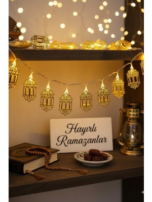 Allians 10 Adet Sarkıtlı Ramazan Fenerli LED Işık, Pilli, 2 Metre, Islami Dekorasyon