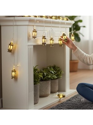 Allians Gün Işığı Pilli LED Zinciri 4 Metre, Ramazan Kandil Feneri Dekorasyon