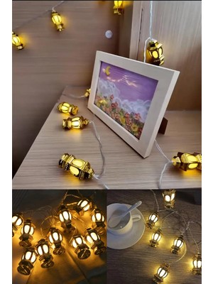 Allians Renkli Mini Fener LED Işıklar, Ramazan Dekoru, Pilli, 20'li Set
