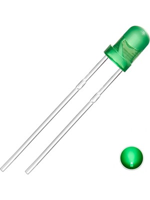 Voltaj 3mm LED Yeşil Diyot Diffused 1 Adet