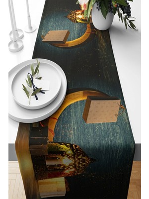 Allians Hilal Desenli Ramazan Feneri Leke Tutmaz Kumaş Masa ve Renkli Runner