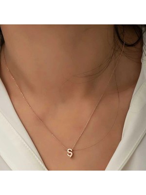 Bazarhane Gümüş Rose 3 Boyutlu Ş Harf Bayan Kolye