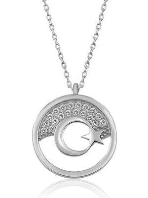 Bazarhane Gümüş Ay Yıldız Bayan Kolye