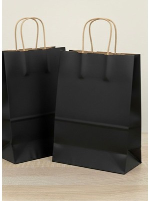 İğne İzi 1.kalite 22X6 cm (12ADET) Siyah Renkli Kraft Kagıt Çanta,hediye Poşeti, Hediye Paketi, Kraft Çanta