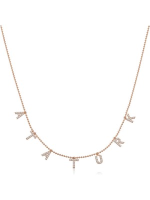 Bazarhane Gümüş Rose Atatürk Yazılı Bayan Kolye