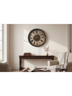 Bosso 70 cm Büyük Boy Hareketli Çarklı Plastik Çerçeve Duvar Saati – Salon Ofis Dekorasyon