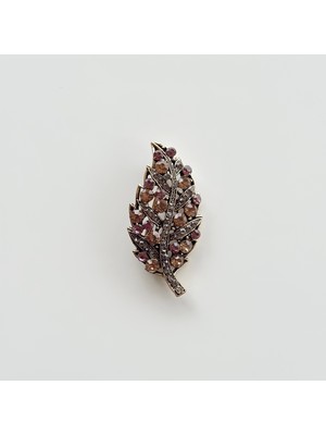 Vesce Atelier Bronz Tonlu Işlemeli Yaprak Broş