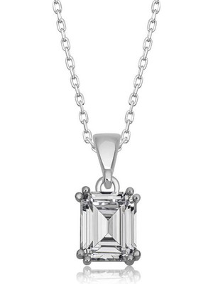 Bazarhane Gümüş Baget Zirkon Taşlı Kadın Kolye