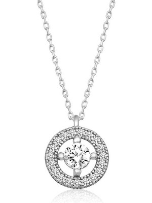 Bazarhane Gümüş Minimal Yuvarlak Tektaş Kadın Kolye